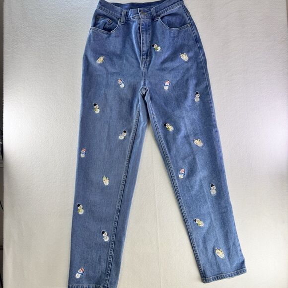 Quacker Factory Denim - Quacker Factory High Rise Jeans Embroidered Snowmen Womens Size 6